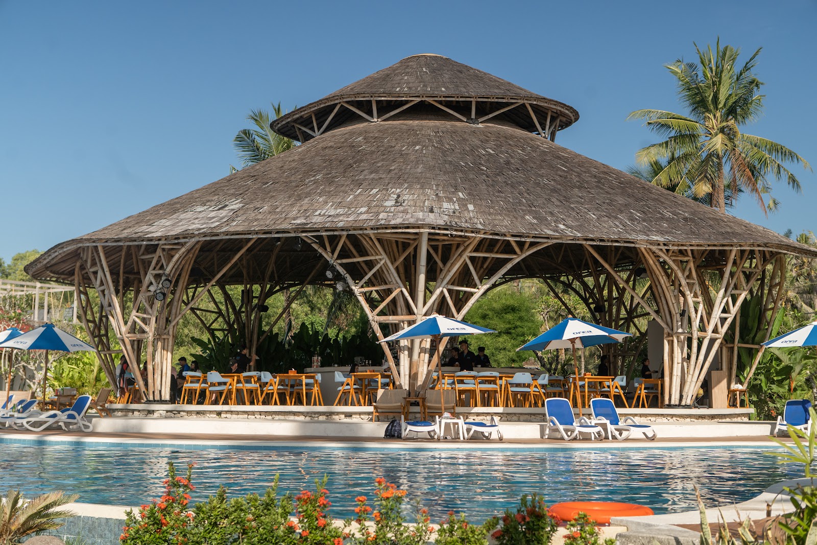Bamboo pavilion and pool at Orca Beach Club
