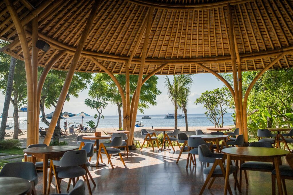 Orca Beach Club Nusa Penida bamboo restaurant with ocean view