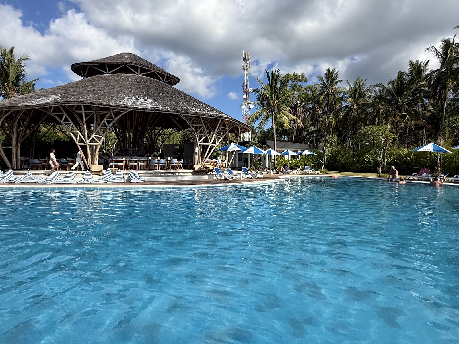Orca Beach Club pool and bamboo pavilion
